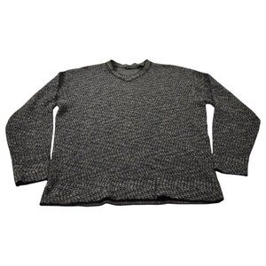 Vintage Jhane Barnes Allen Wah Sweater‎ Mens Gray Knitted Wool Pullover V-Neck